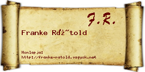 Franke Rátold névjegykártya